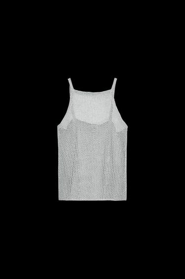 TOP CROCHET HILO METALIZADO - Plata de Zara - Imagen 0