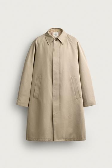 Zara 寬鬆長版風衣 - 米色
