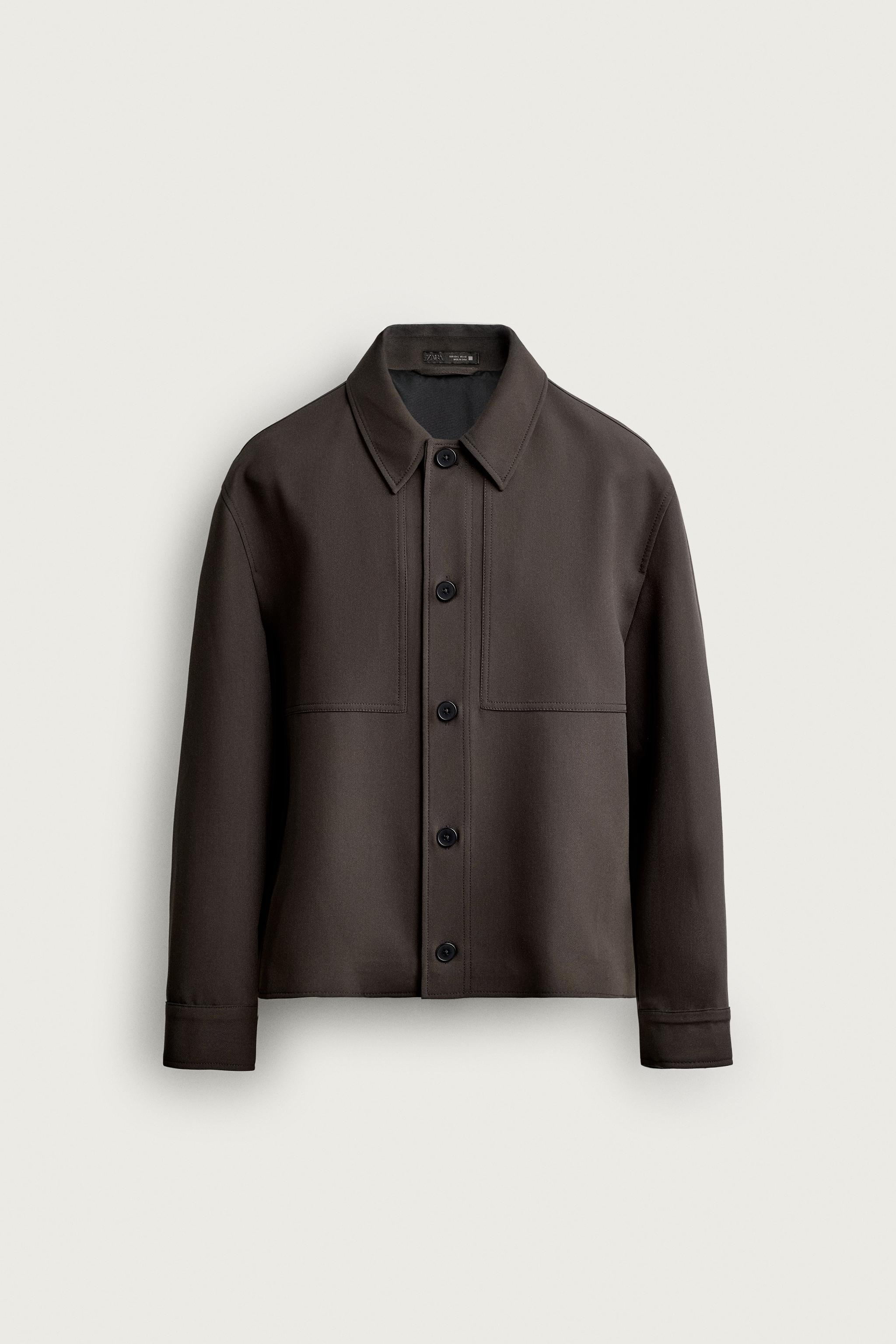 BOXY FIT OVERSHIRT — Brown / Taupe