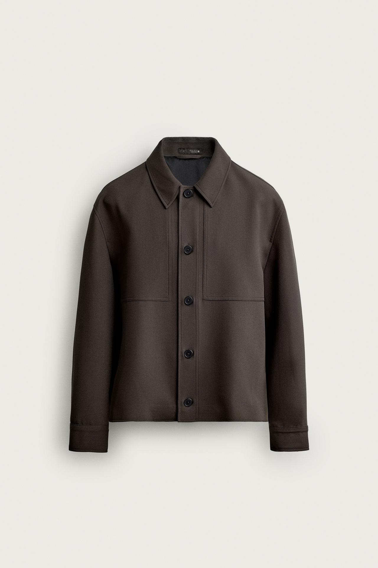 BOXY FIT OVERSHIRT — Brown / Taupe