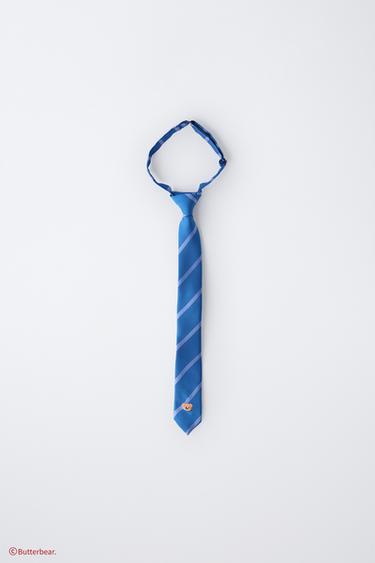 BUTTERBEAR ©刺繍入り 調節可能なネクタイブルーZaraのBUTTERBEAR ©刺繍入り 調節可能なネクタイ - ブルー