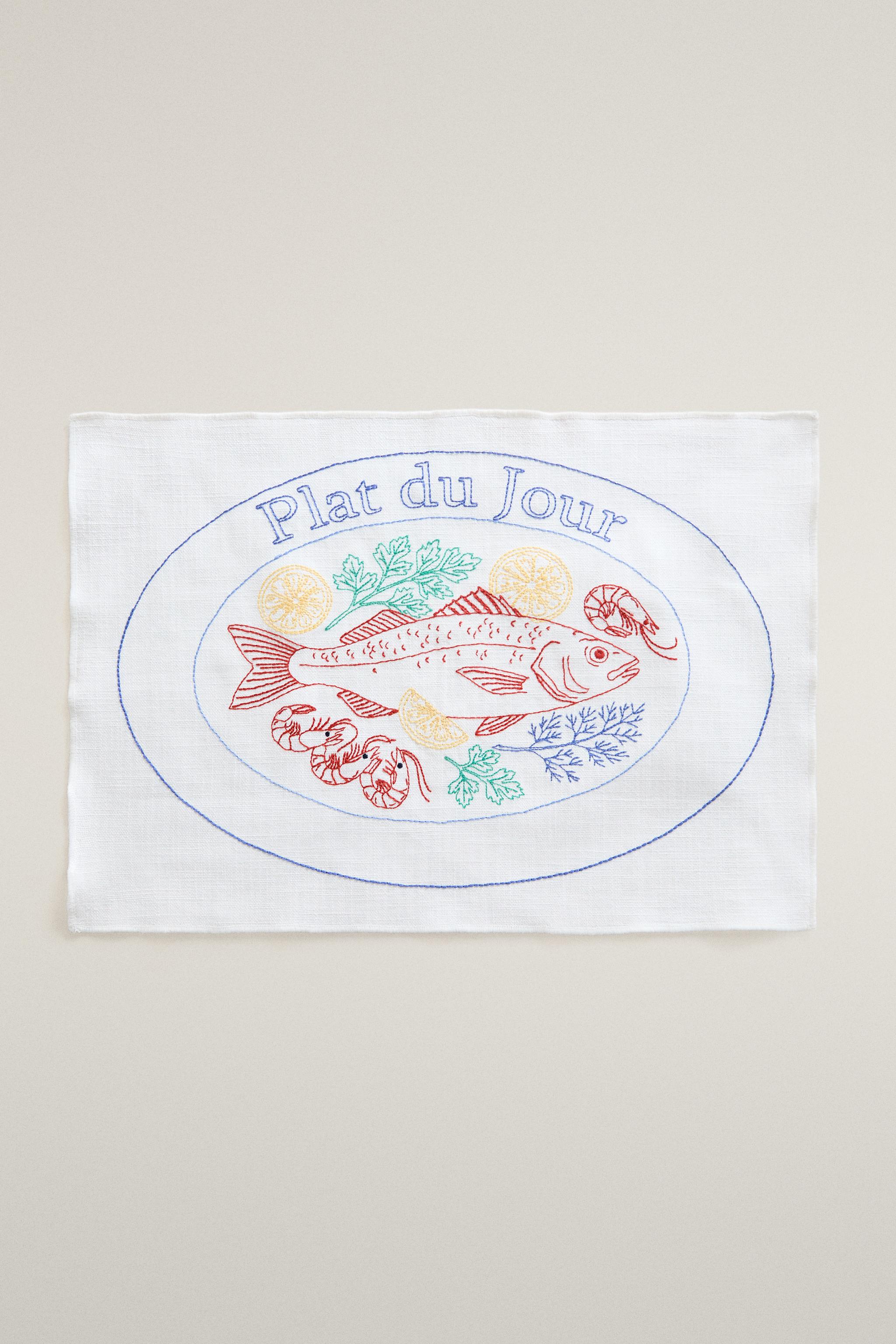 SET DE TABLE BRODÉ POISSON