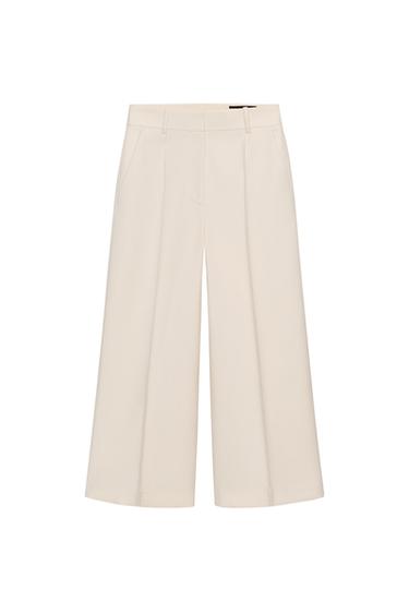 PANTALÓN CROPPED NERVIO ZW COLLECTION - Beige claro de Zara