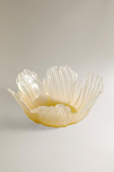 SALADIER EN VERRE FLEUR - Jaune de Zara - Image 1