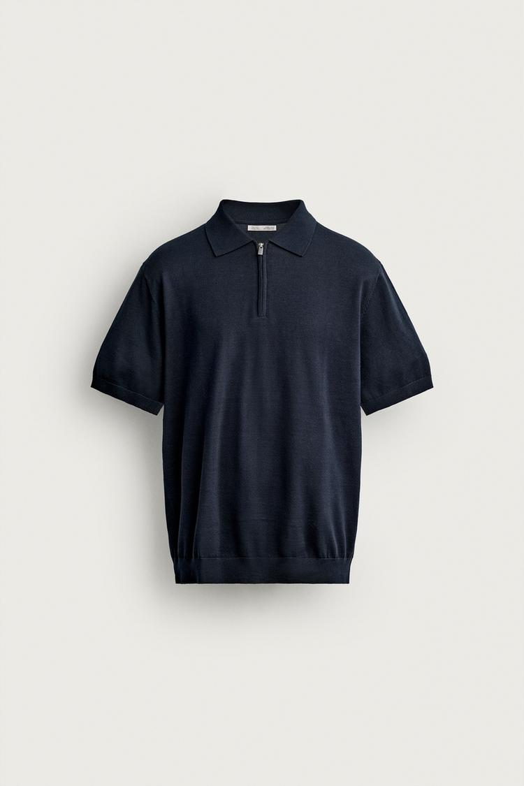 REGULAR FIT KNIT ZIP POLO SHIRT