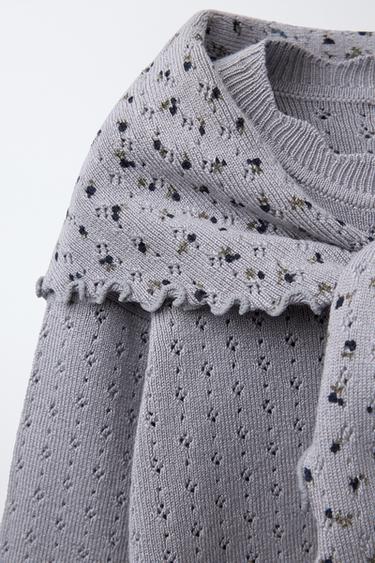KNITTED JUMPER WITH FLORAL BANDANA - Blue / Grey by Zara