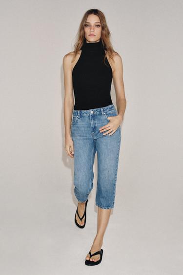 ZW COLLECTION MID-WAIST CAPRI JEANS - Blue by Zara