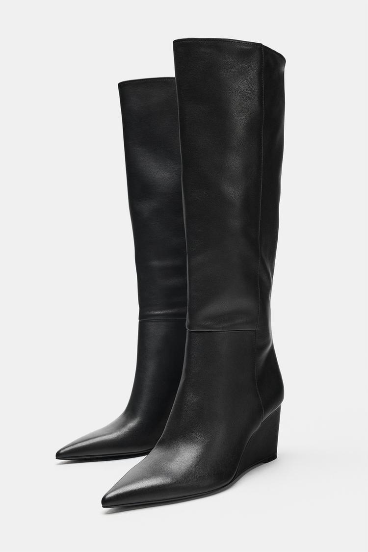 Botas altas de cuña de cuero 6