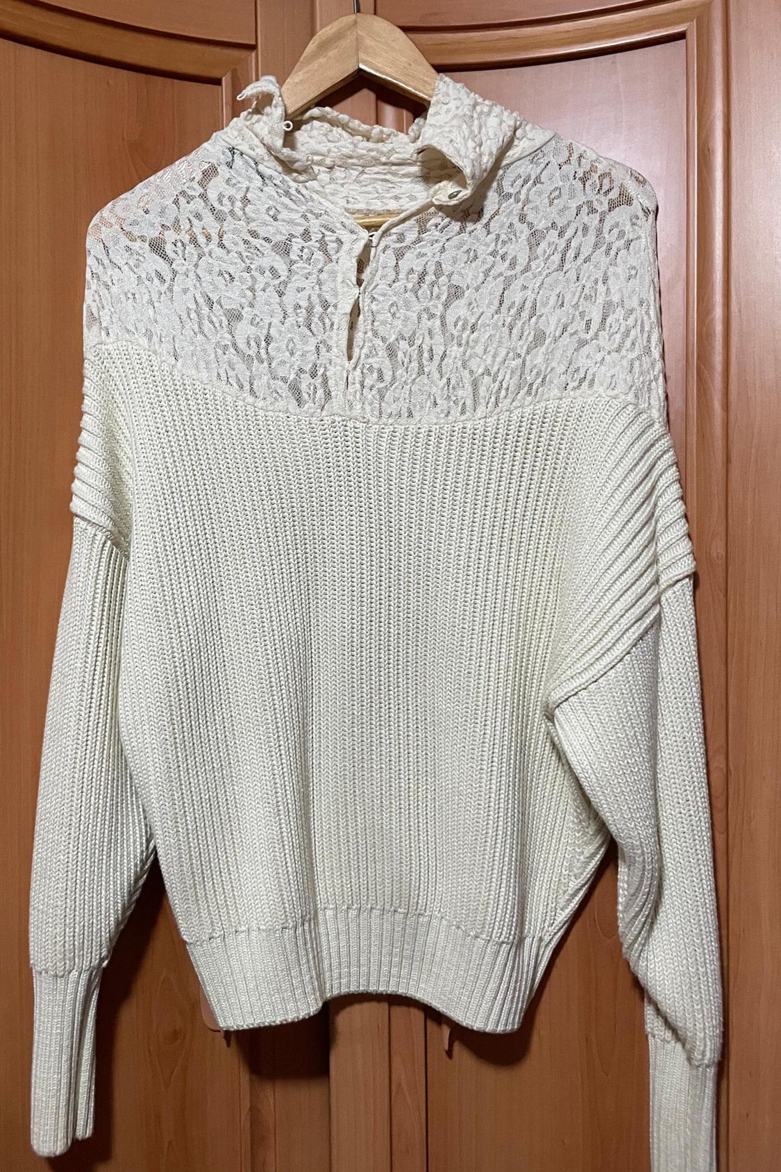 RIBBED SWEATER WITH LACE TRIM - Image 3
