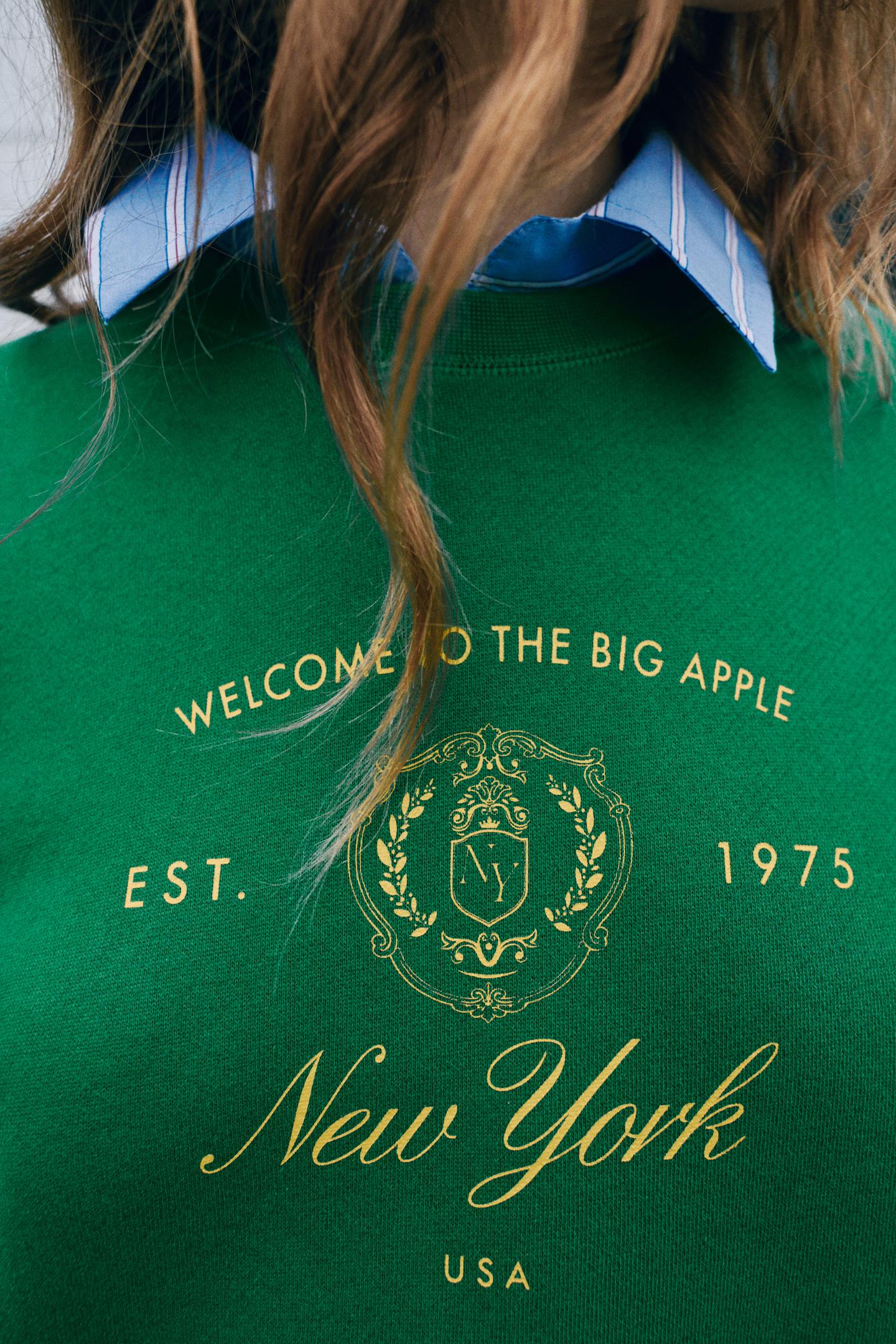 Женская толстовка Zara New York Fleece, цвет: Зелёный — фото 5