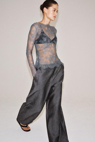 TOP DENTELLE ZW COLLECTION - Gris de Zara - Image 4