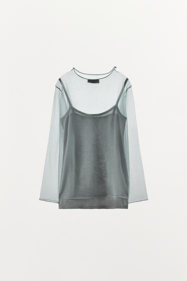 TOP EN MAILLE SEMI-TRANSPARENT - Plomb de Zara - Image 3