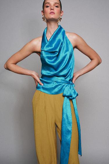 SAROUEL TROUSERS WITH BOWS - Mustard by Zara
