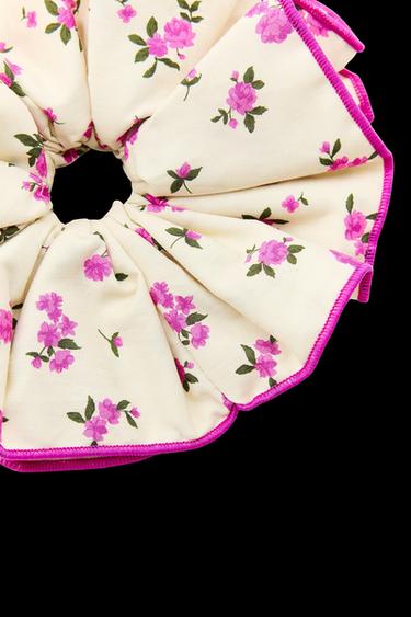 CONTRAST FLORAL MAXI SCRUNCHIE - Pink by Zara