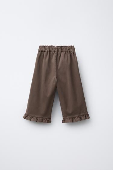 PANTALON BAGGY À VOLANTS - Marron de Zara - Image 1