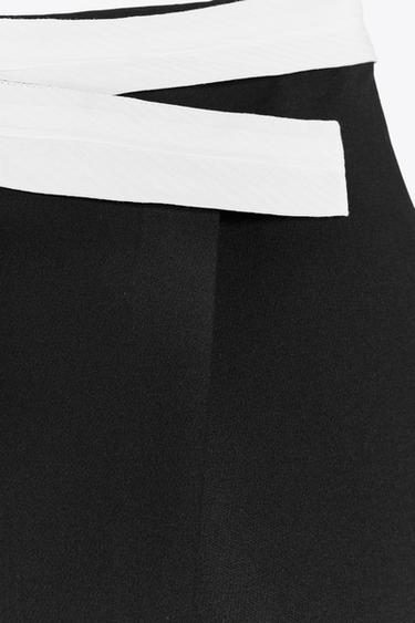 JUPE-CULOTTE CROISÉE TAILLE CONTRASTÉE - Noir de Zara - Image 2