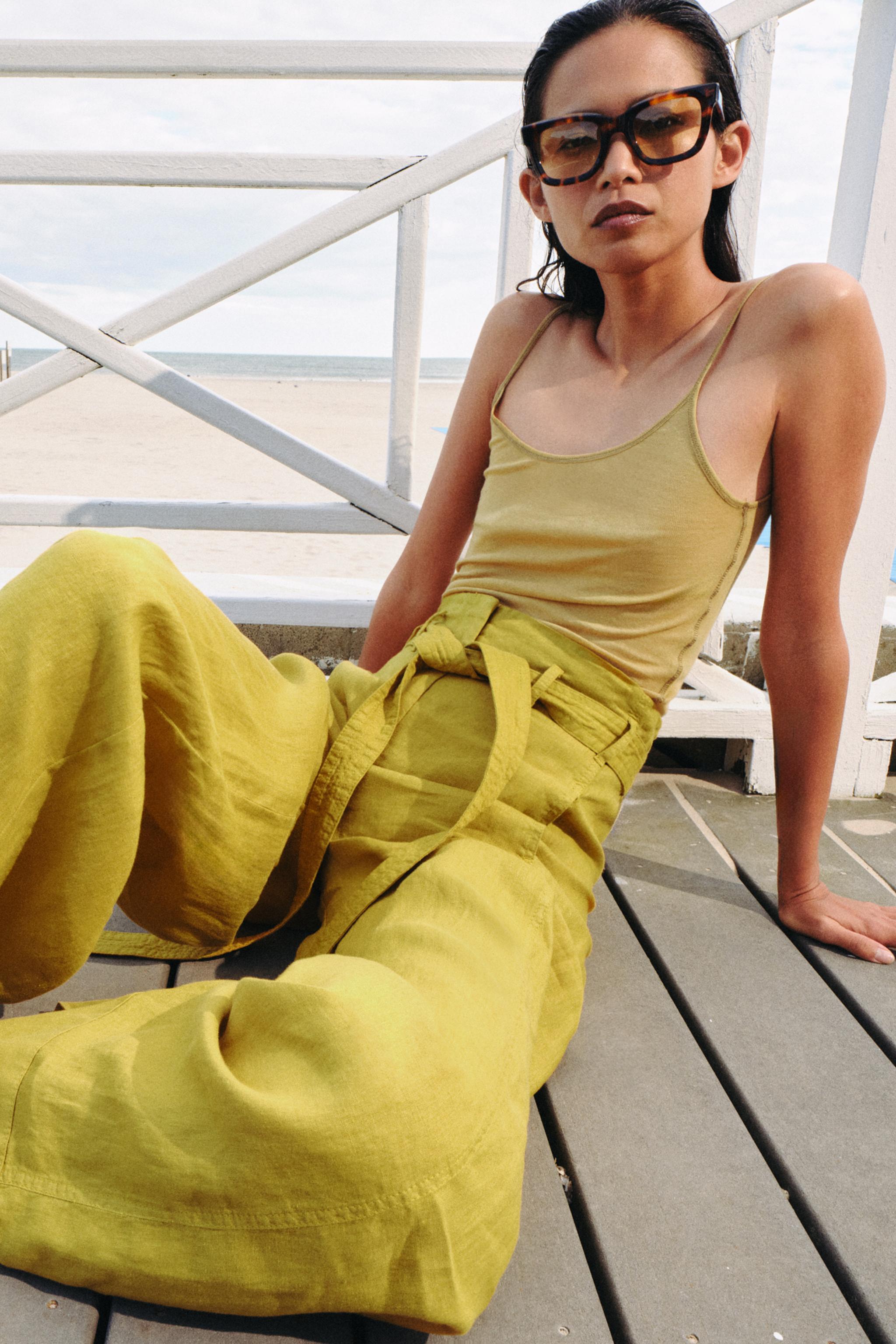 Женские брюки Zara ZW COLLECTION 100% LINEN PANTS — фото 5
