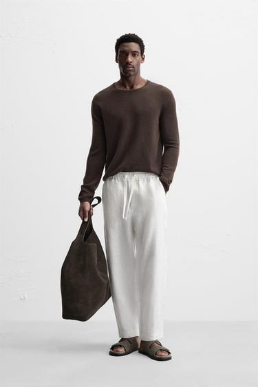 100% LINEN TROUSERS - White by Zara - Image 0