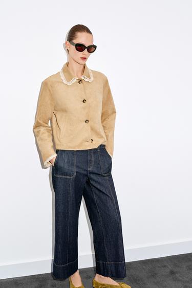 КУРТКА ИЗ ИСКУССТВЕННОЙ ЗАМШИ — БЕЖЕВЫЙ от Zara