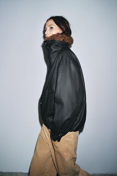 FAUX SHEARLING BOMBER JACKET ZW COLLECTION - Black by Zara - Image 6