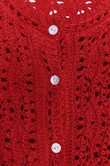OPEN KNIT CARDIGAN - Red by Zara - Image 8
