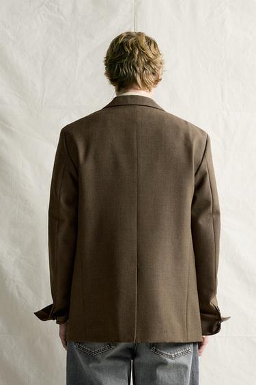 100% WOOL REGULAR-FIT SUIT BLAZER — Khaki marl 3