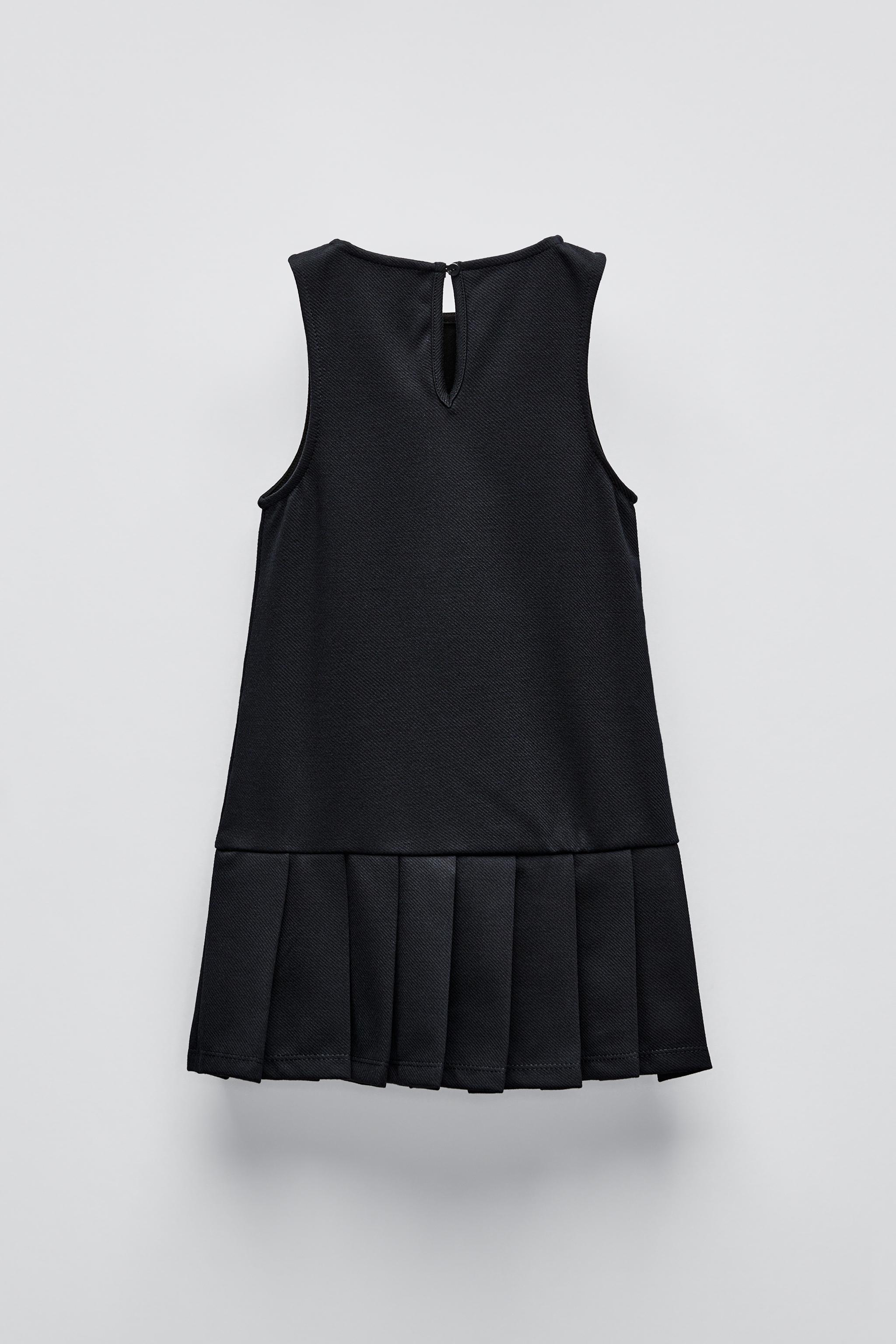 PANEL PLEATED PINAFORE DRESS Navy blue ZARA Canada