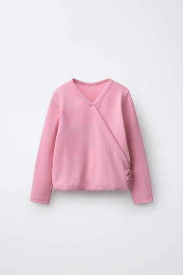 მაისური RIB ჯვარედინი ბანტით - Zara-ს Pale pink