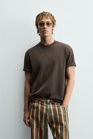 RELAXED FIT T-SHIRT - Dark brown by Zara
