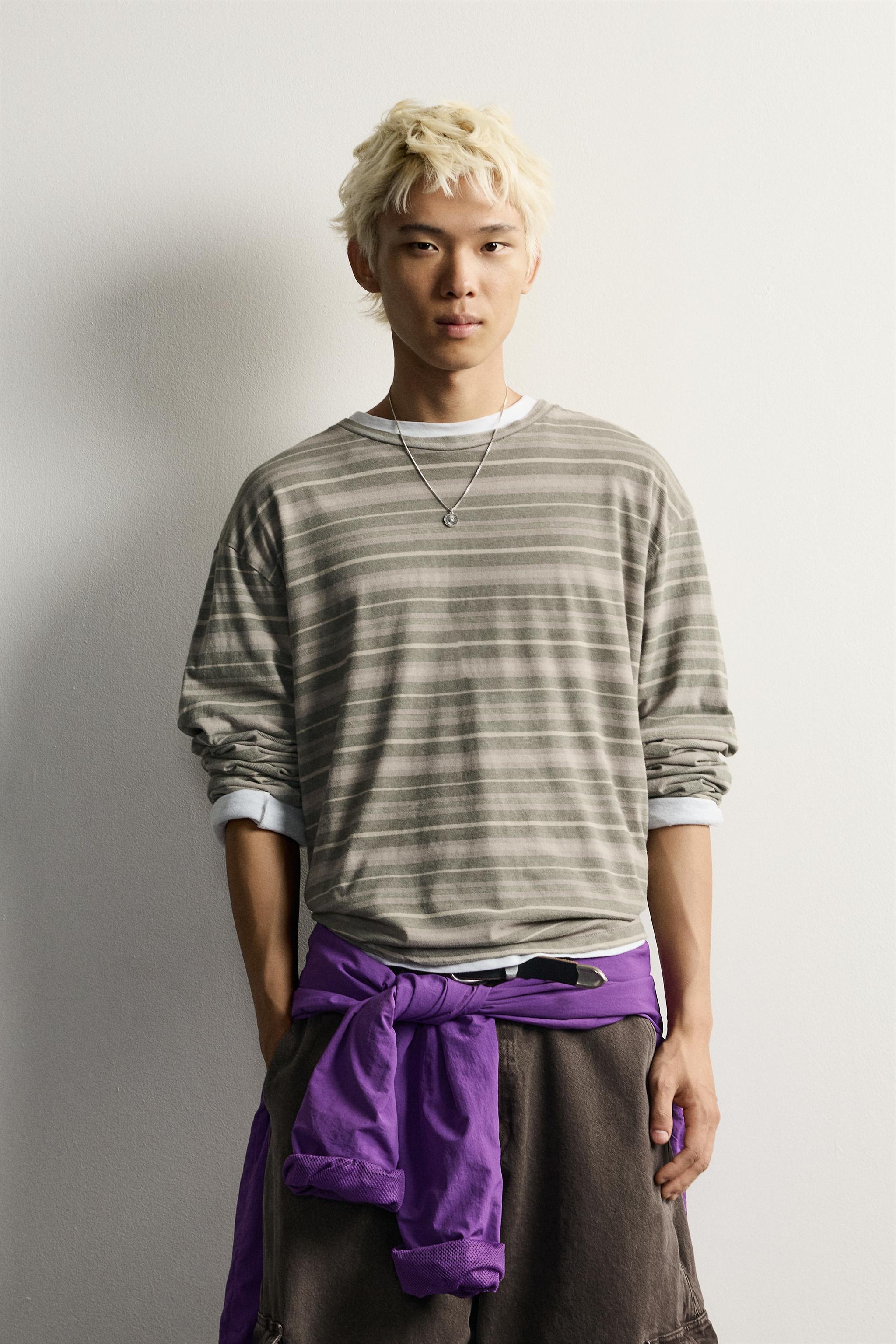 STRIPED JACQUARD BOXY FIT T-SHIRT