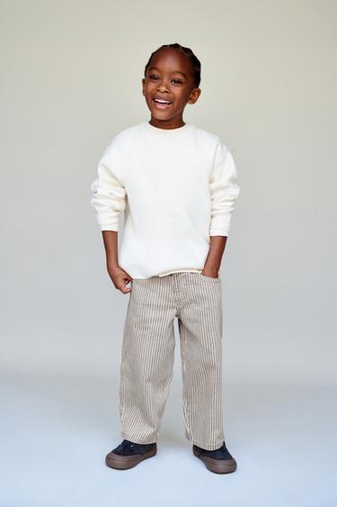 PANTALÓN SARGA BAGGY RAYAS - Marrón / Topo de Zara