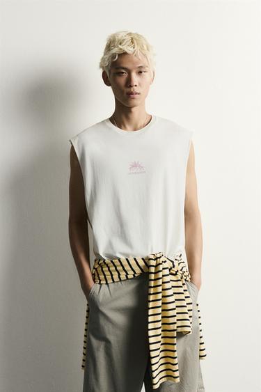 WASHED PRINT TANK TOP - Oyster-white by Zara