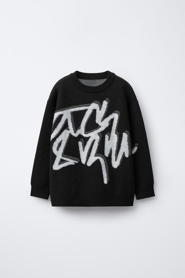 GRAFFITI KNIT JUMPER - Black by Zara