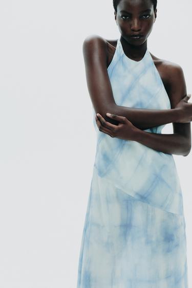 HALTER TIE-DYE DRESS - Sky blue by Zara - Image 2