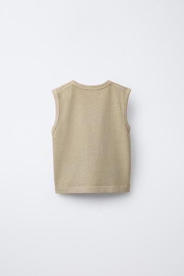 GARMENT DYED EMBROIDERED TANK TOP - Sand by Zara - Image 1