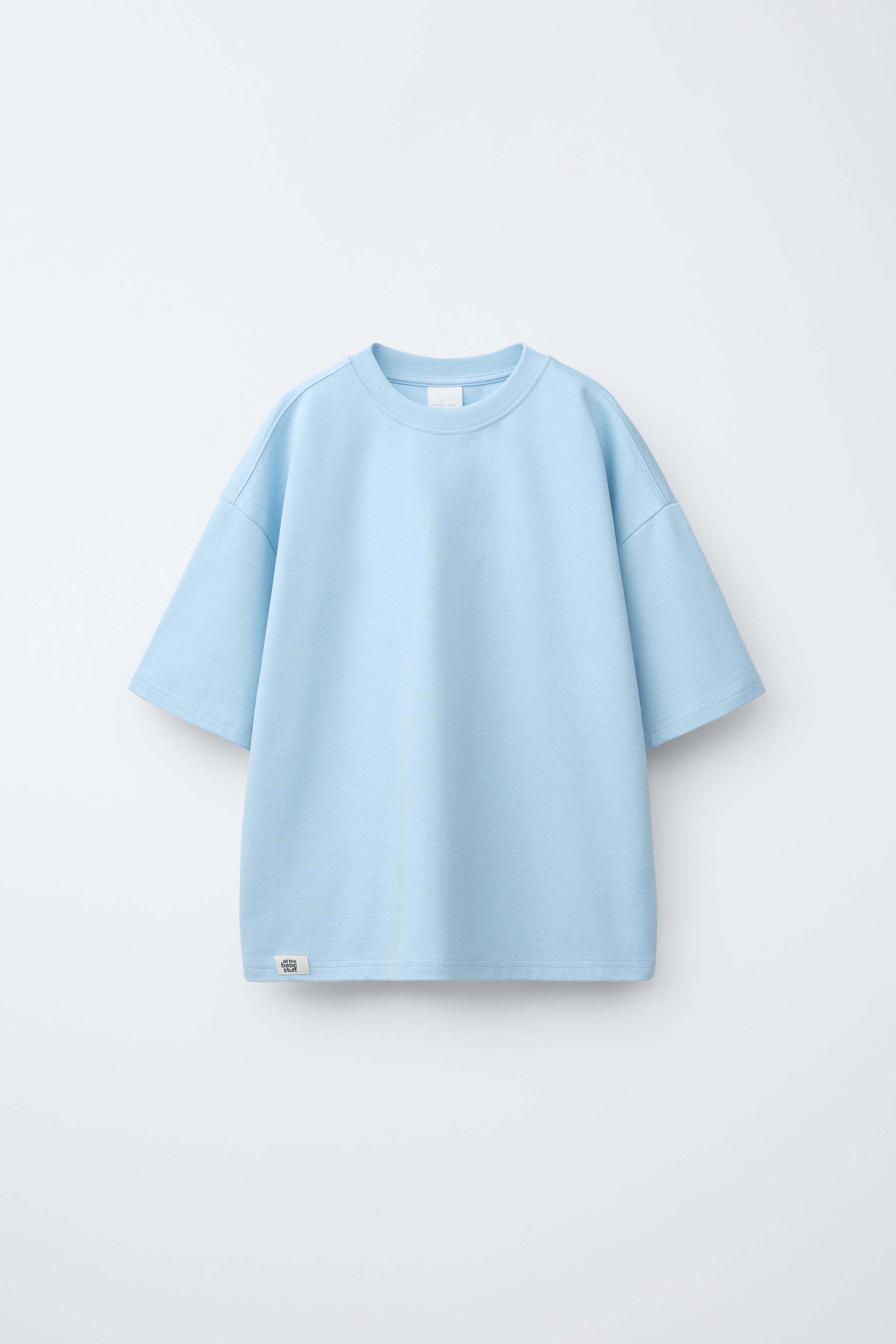INTERLOCK PLAIN T-SHIRT — Light blue