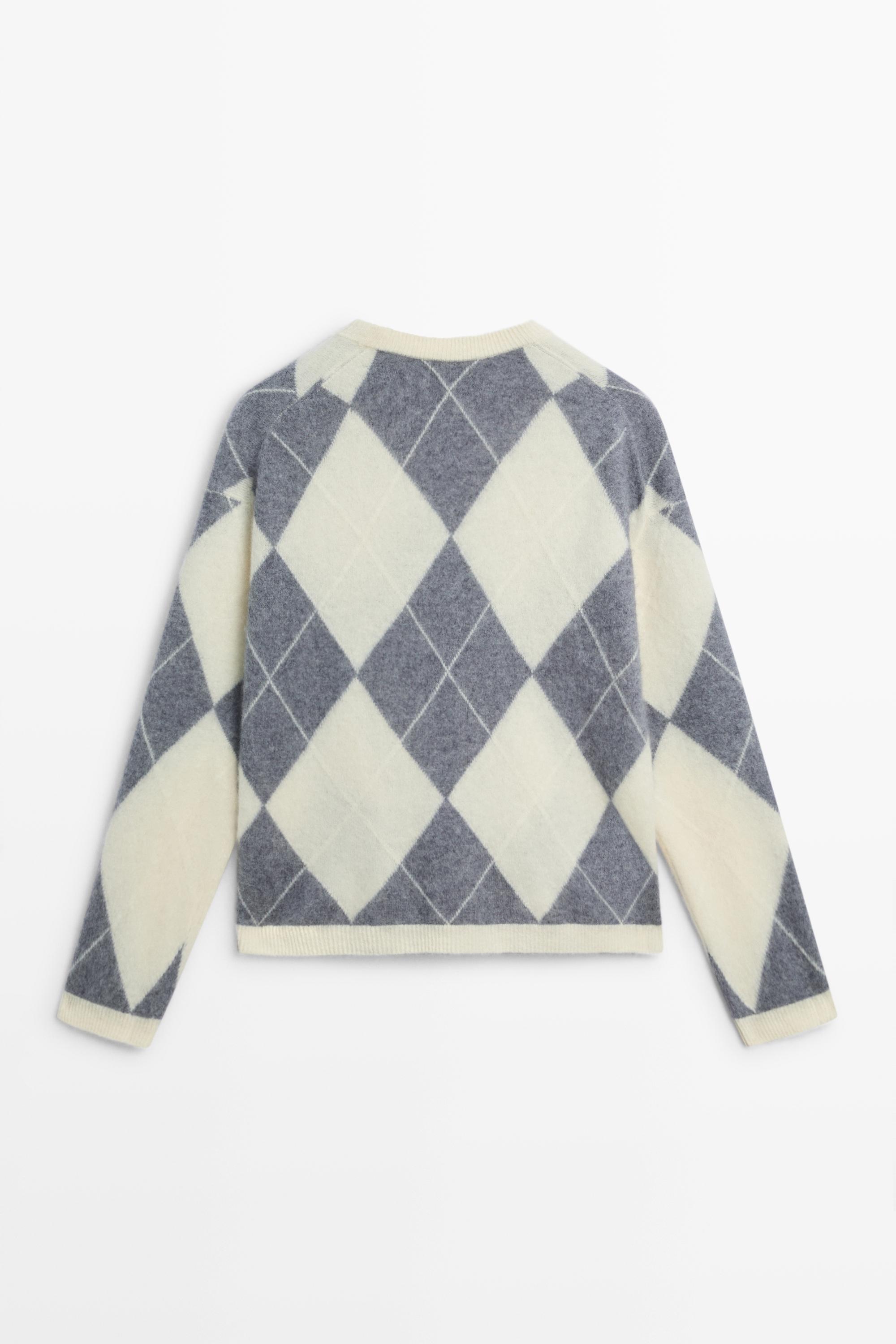 Pull en maille à losanges et mélange de laine