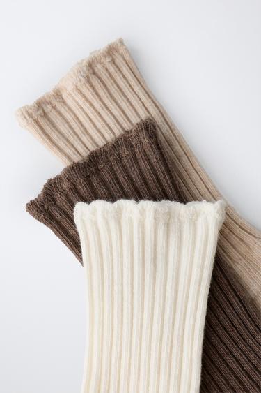3-PACK OF MID-LENGTH TERRY SOCKS - Light beige by Zara