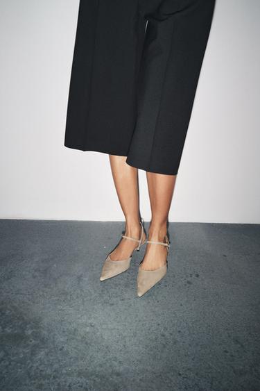 SUEDE KITTEN-HEEL SLINGBACKS - Sand Brown by Zara