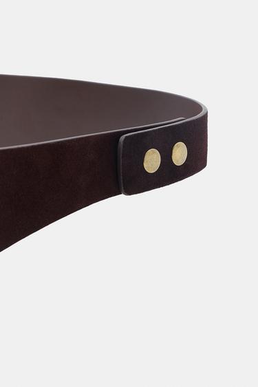 100% SUEDE LEATHER BELT BAG WITH POCKET - Brown by Zara - Image 2