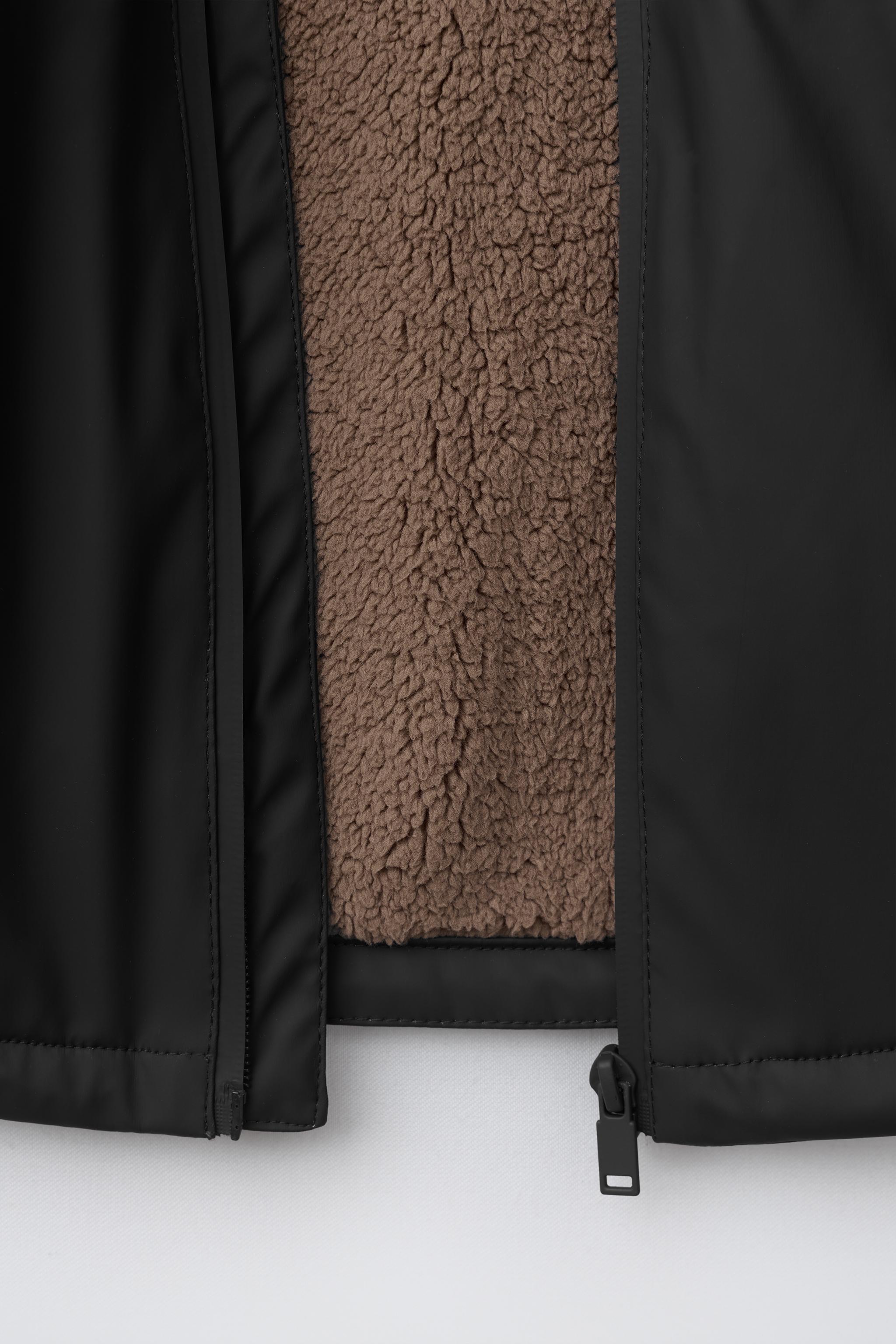 WATER-RESISTANT FAUX SHEARLING LINED RAINCOAT