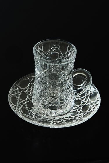 RAISED DESIGN GLASS MUG AND SAUCER - 990 by Zara - Image 5