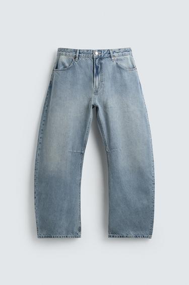 Zara RELAXED BARREL FIT JEANS - Light blue