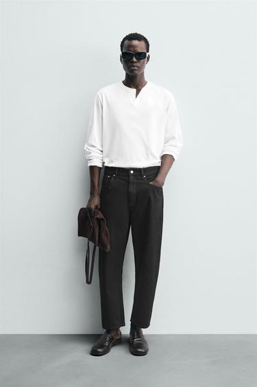 JEANS TAPERED WIDE FIT - أسود الخاص بـ Zara