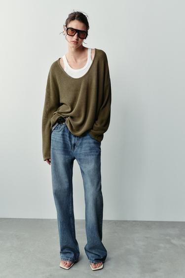 ROUND NECK KNIT JUMPER - Khaki by Zara - Image 0