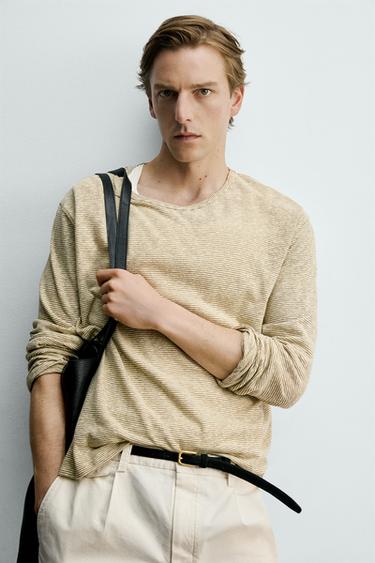 T-SHIRT MANCHES LONGUES JACQUARD RAYURES - rayures de Zara - Image 4
