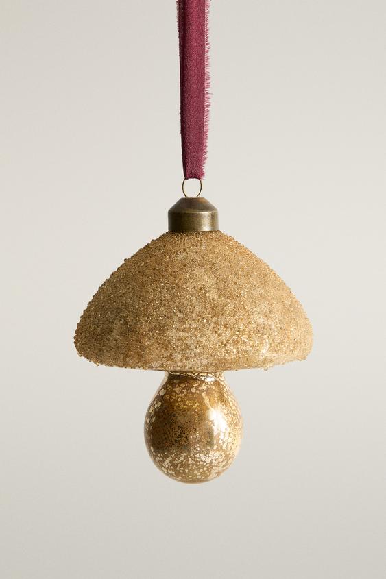 PILZ-WEIHNACHTSBAUMSCHMUCK AUS GLAS - Goldfarben von Zara - Bild 0