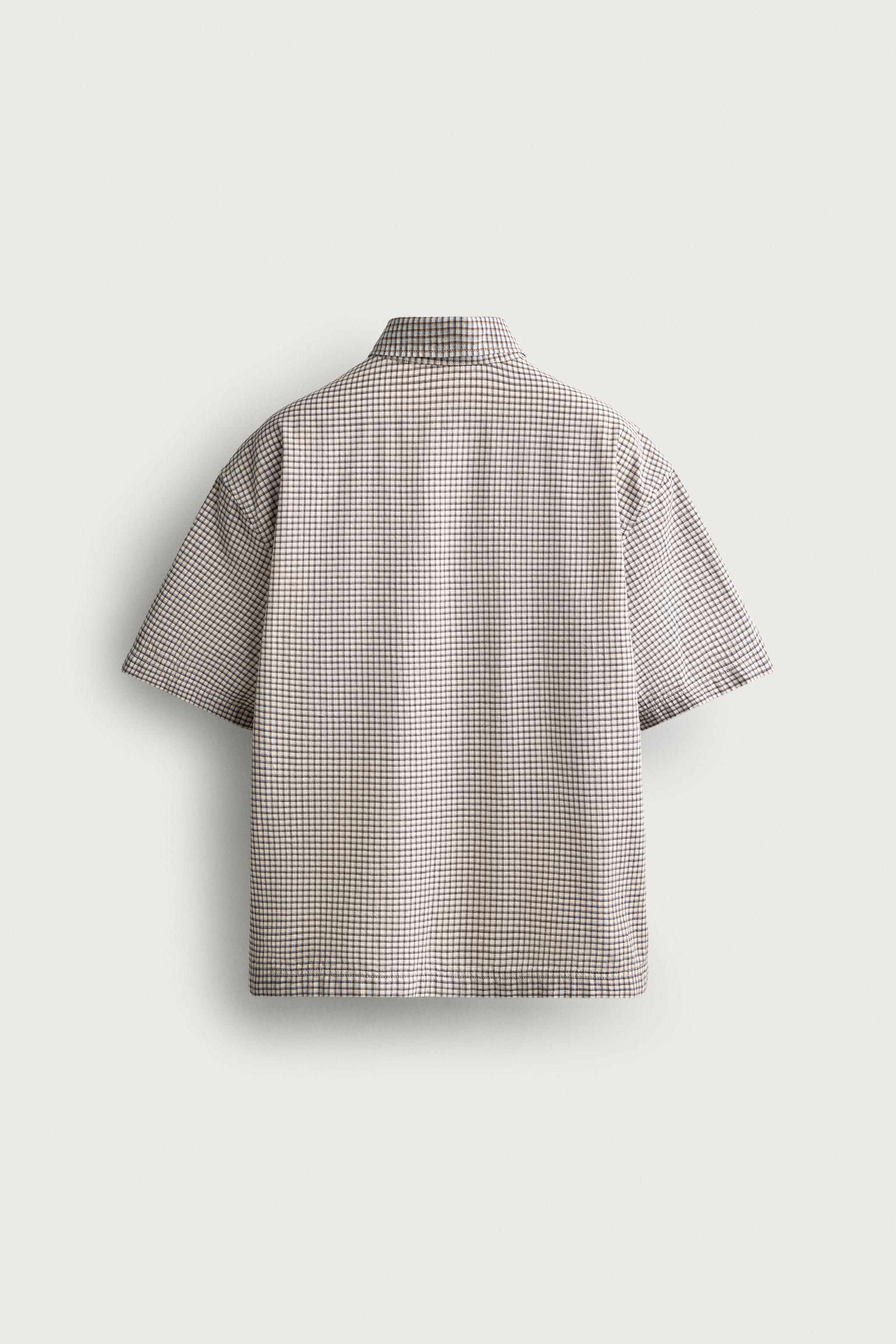 RELAXED FIT PLAID TEXT SHIRT