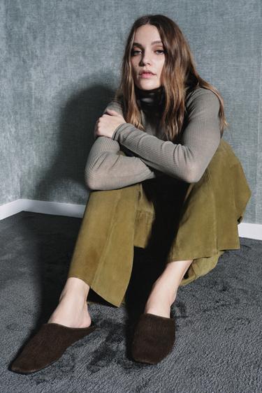 LEATHER MULE SHOES LIMITED EDITION - Brown by Zara