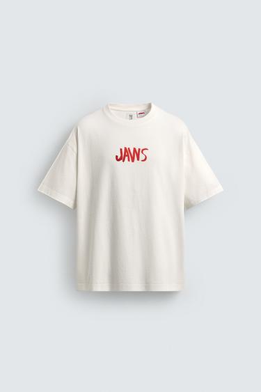 Zara JAWS© UCS LLC AND AMBLIN X DYLAN´S T-SHIRT CLUB X ZARA ILLUSTRATED T-SHIRT - white